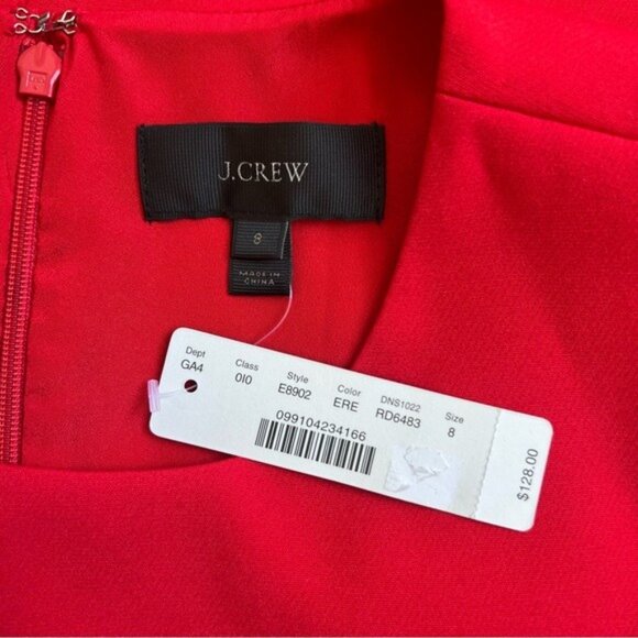NWT J.Crew Grommet Scalloped Sleeveless Shift Dress in Red - 8 - Picture 7 of 9